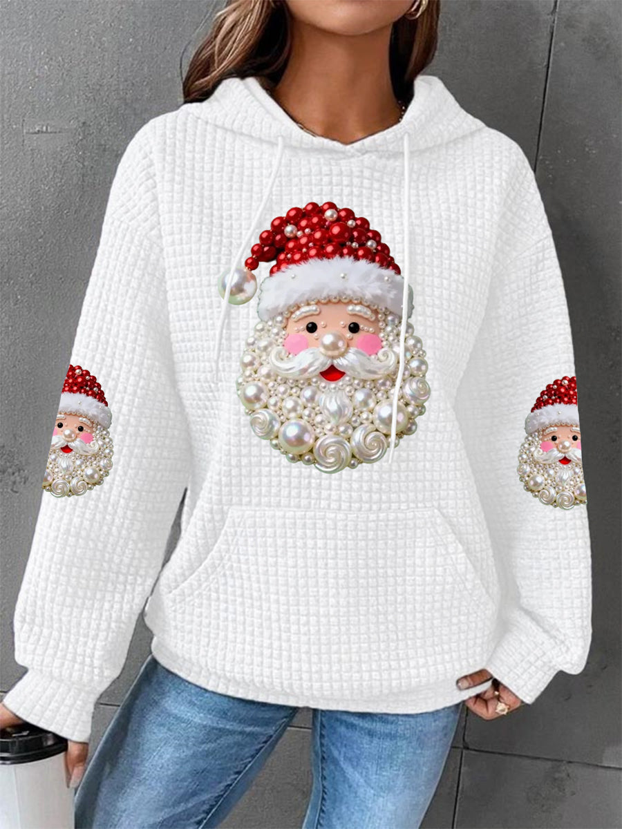 Optimized Product Title: "Damen Weihnachts Hoodie mit Santa Claus Druck – Lässiger Waffelstoff für festliche Anlässe" 

This title includes relevant keywords while maintaining clarity and appeal for potential customers.