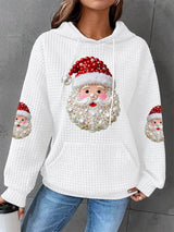 Optimized Product Title: "Damen Weihnachts Hoodie mit Santa Claus Druck – Lässiger Waffelstoff für festliche Anlässe" 

This title includes relevant keywords while maintaining clarity and appeal for potential customers.