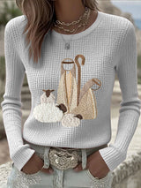 Optimized Product Title: "Damen Weihnachts Jesus Krippe T-Shirt - Festliches Christliches Oberteil für Frauen" 

This title includes relevant keywords while improving clarity and appeal for potential shoppers.