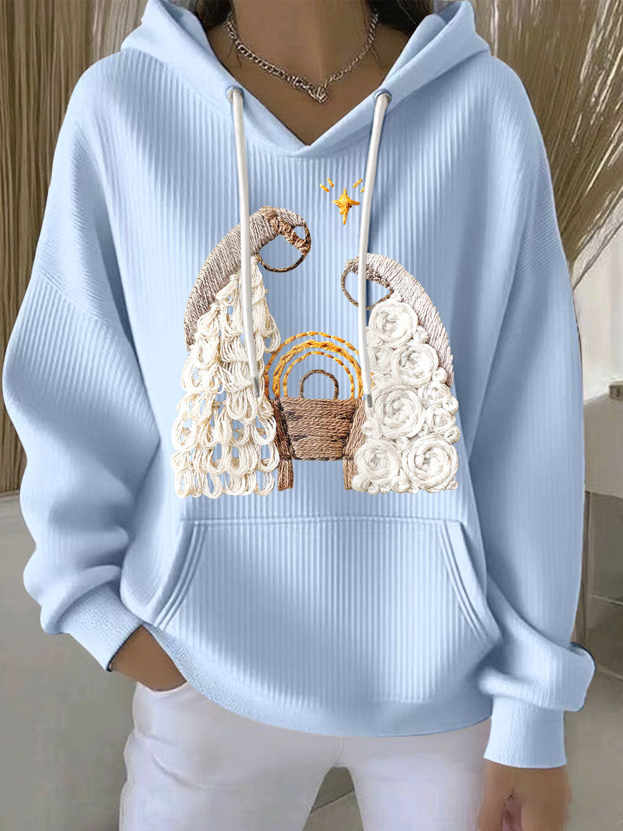Optimized Product Title: "Damen Weihnachts Hoodie mit Jesus Geburt Design - Festlicher Christlicher Pullover für Damen" 

This title includes relevant keywords while providing a clear description of the product, making it more appealing for Google Shoppin