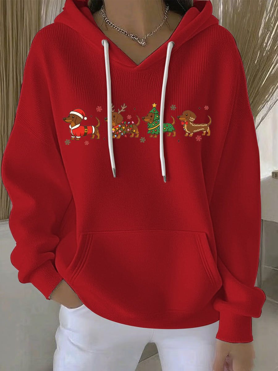 Damen Weihnachts Hoodie mit festlichem Druck – Bequemer Freizeitpullover für die Feiertage
