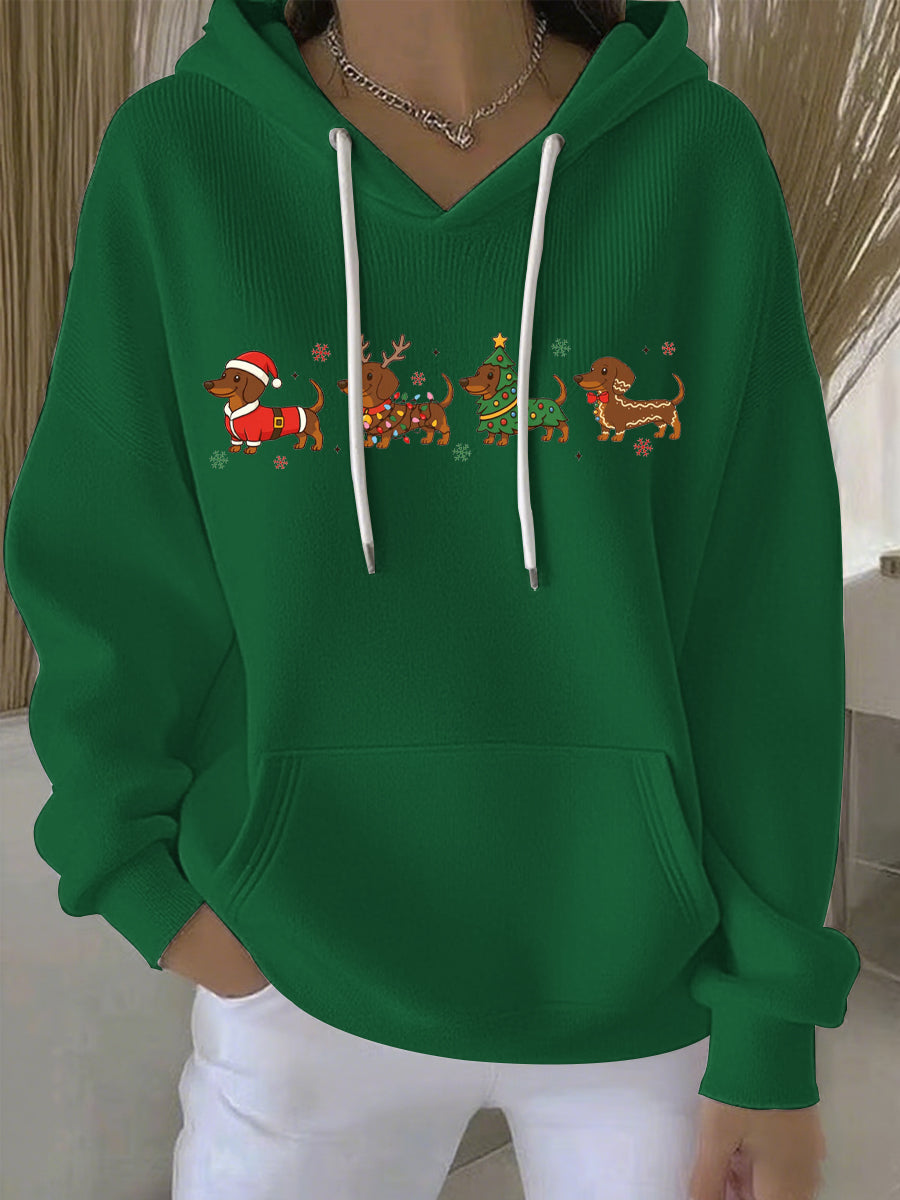 Damen Weihnachts Hoodie mit festlichem Druck – Bequemer Freizeitpullover für die Feiertage