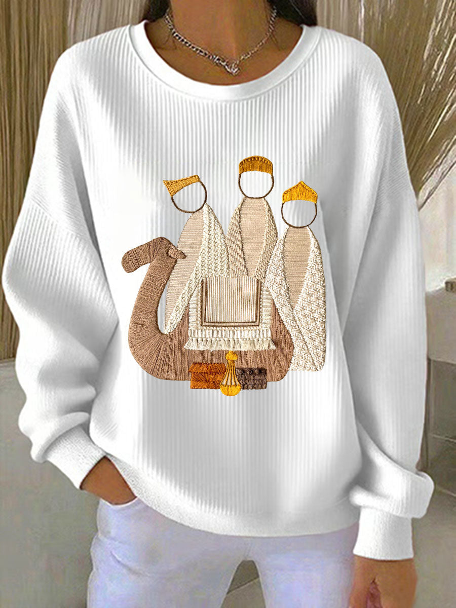 Optimized Product Title: "Damen Weihnachts-Sweatshirt mit Jesu Geburt Motiv – Festliche Damenmode für die Feiertage" 

This title includes relevant keywords while enhancing clarity and appeal for potential customers.