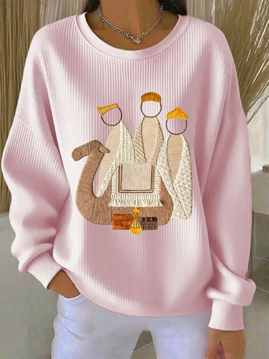 Optimized Product Title: "Damen Weihnachts-Sweatshirt mit Jesu Geburt Motiv – Festliche Damenmode für die Feiertage" 

This title includes relevant keywords while enhancing clarity and appeal for potential customers.
