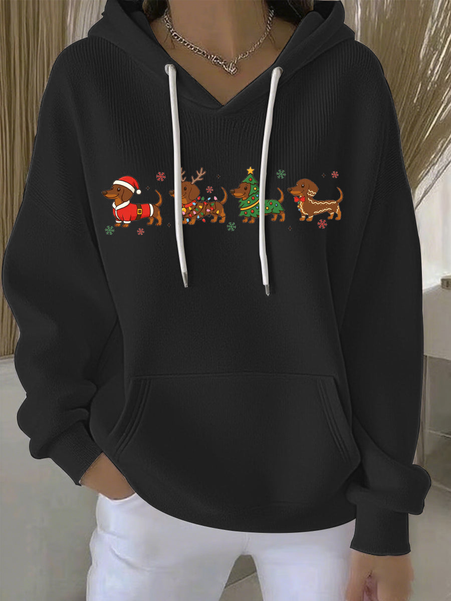 Damen Weihnachts Hoodie mit festlichem Druck – Bequemer Freizeitpullover für die Feiertage