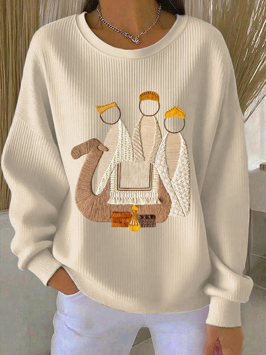 Optimized Product Title: "Damen Weihnachts-Sweatshirt mit Jesu Geburt Motiv – Festliche Damenmode für die Feiertage" 

This title includes relevant keywords while enhancing clarity and appeal for potential customers.