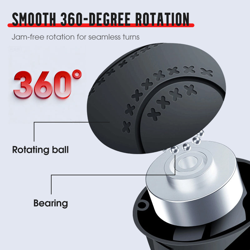 Silicone Steering Wheel Knob – 360° Ball Bearing, Non-Slip Grip & Tool-Free Clamp