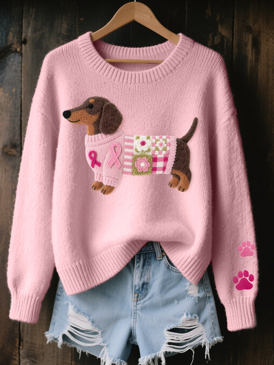 Dachshund Love™ Cozy Patchwork Knit Sweater for Dogs – Stylish & Comfortable Pet Apparel
