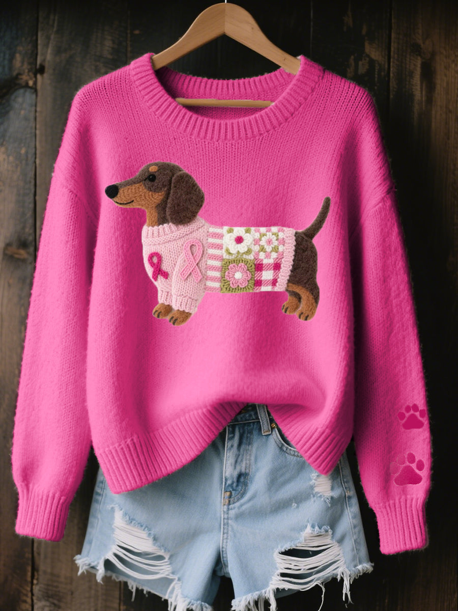 Dachshund Love™ Cozy Patchwork Knit Sweater for Dogs – Stylish & Comfortable Pet Apparel