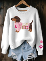 Dachshund Love™ Cozy Patchwork Knit Sweater for Dogs – Stylish & Comfortable Pet Apparel