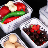 Fridge Storage Container Set – 3-Piece with Drain Tray, Airtight, Stackable