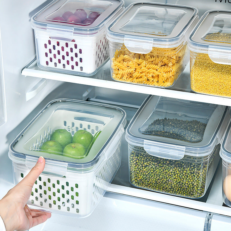 Fridge Storage Container Set – 3-Piece with Drain Tray, Airtight, Stackable