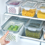 Fridge Storage Container Set – 3-Piece with Drain Tray, Airtight, Stackable