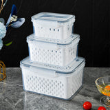Fridge Storage Container Set – 3-Piece with Drain Tray, Airtight, Stackable