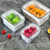 Fridge Storage Container Set – 3-Piece with Drain Tray, Airtight, Stackable