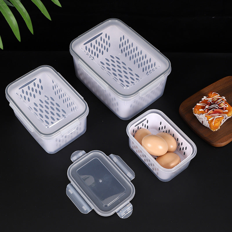 Fridge Storage Container Set – 3-Piece with Drain Tray, Airtight, Stackable
