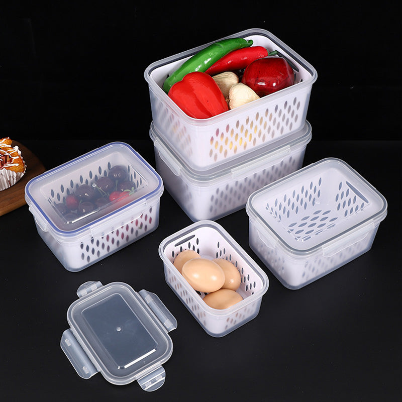 Fridge Storage Container Set – 3-Piece with Drain Tray, Airtight, Stackable
