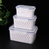 Fridge Storage Container Set – 3-Piece with Drain Tray, Airtight, Stackable