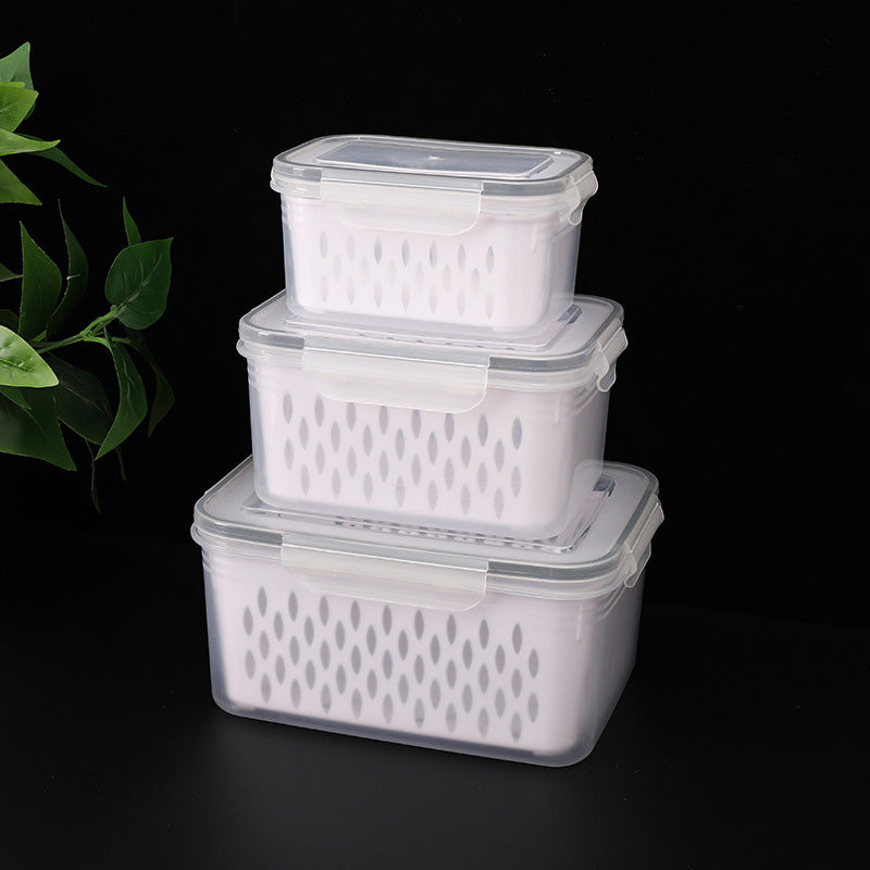 Fridge Storage Container Set – 3-Piece with Drain Tray, Airtight, Stackable