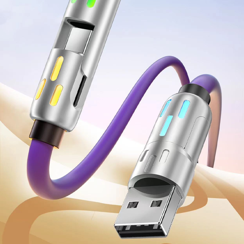 4-in-1 Charging Cable – 240W Fast Charge, RGB Lighting & USB-A/Type-C