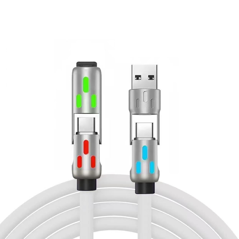 4-in-1 Charging Cable – 240W Fast Charge, RGB Lighting & USB-A/Type-C