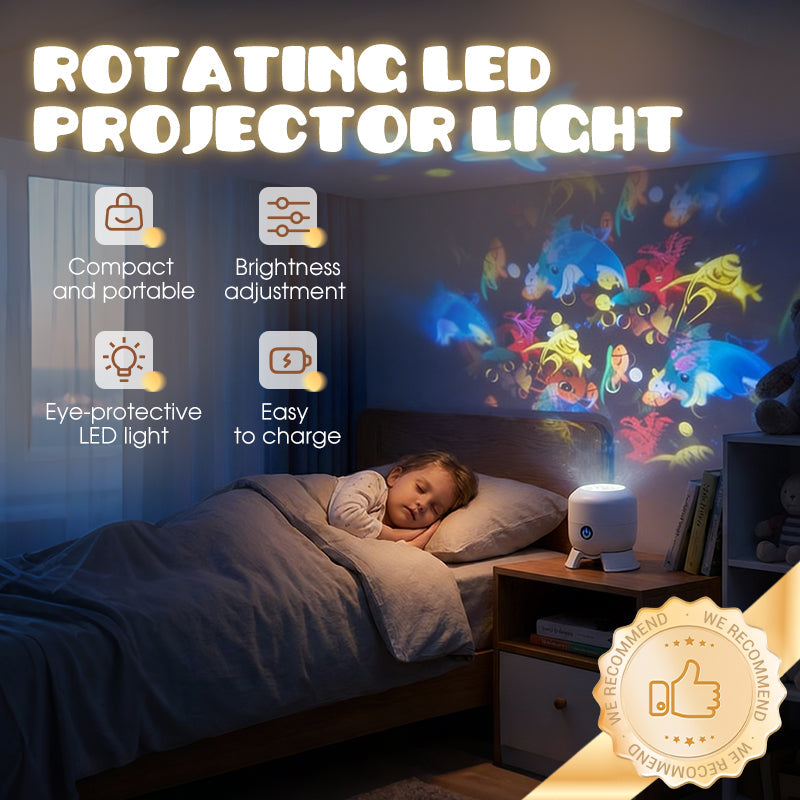 Rotating LED Projector Night Light – Ocean, Christmas & Snowflake Effects, USB Rechargeable