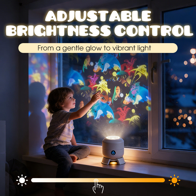 Rotating LED Projector Night Light – Ocean, Christmas & Snowflake Effects, USB Rechargeable
