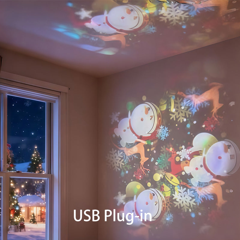 LED Rotating Night Light Projector – Ocean, Christmas & Snowflake, Rechargeable USB
