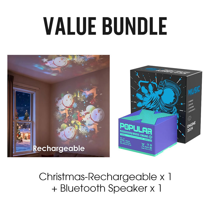 Rotating LED Projector Night Light – Ocean, Christmas & Snowflake Effects, USB Rechargeable