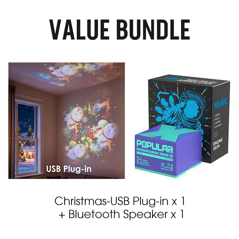 Rotating LED Projector Night Light – Ocean, Christmas & Snowflake Effects, USB Rechargeable