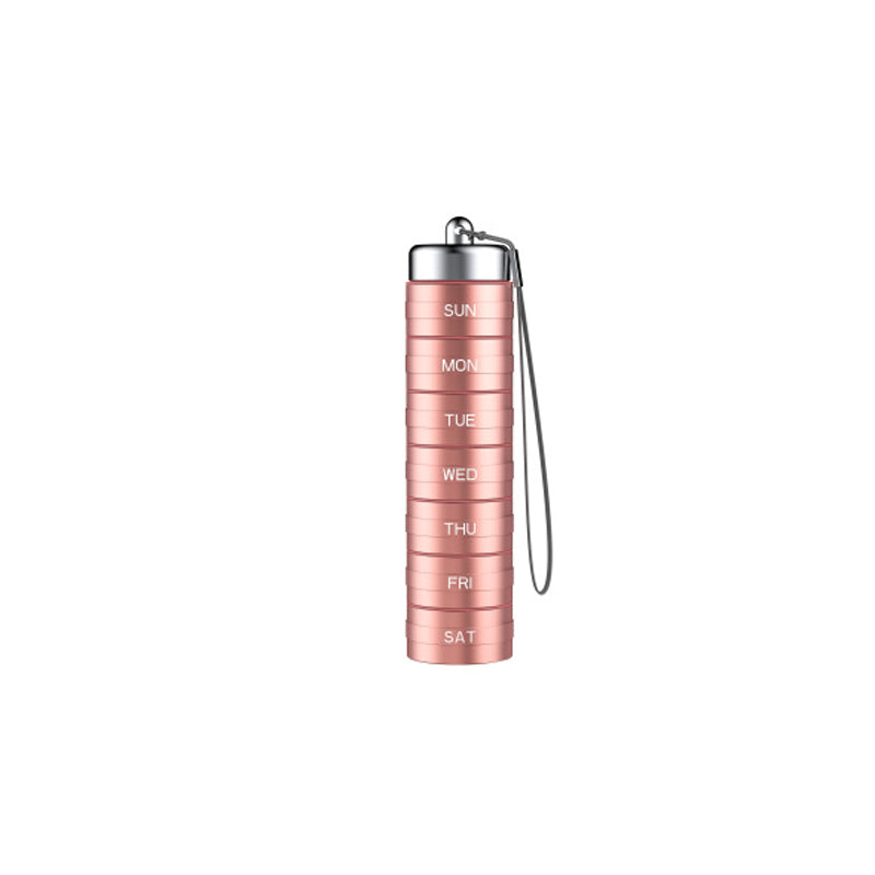 7-Day Pill Organizer – Waterproof Aluminum, Spin-Lock & Portable