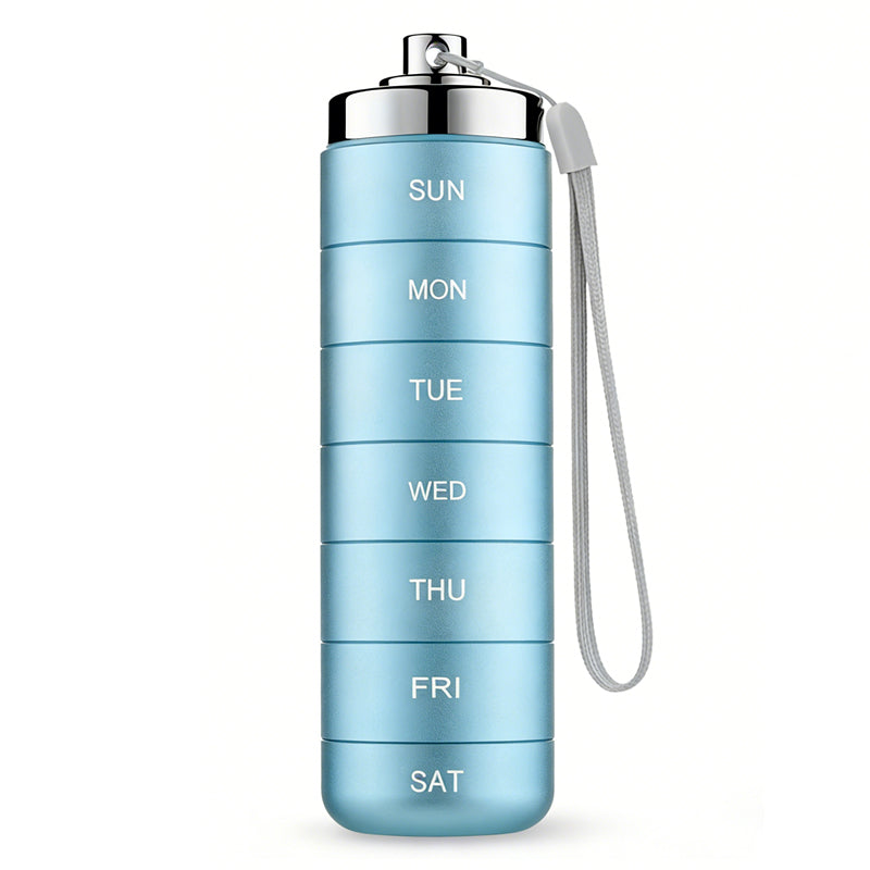 7-Day Pill Organizer – Waterproof Aluminum, Spin-Lock & Portable