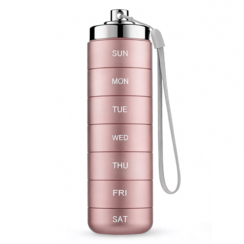 7-Day Pill Organizer – Waterproof Aluminum, Spin-Lock & Portable