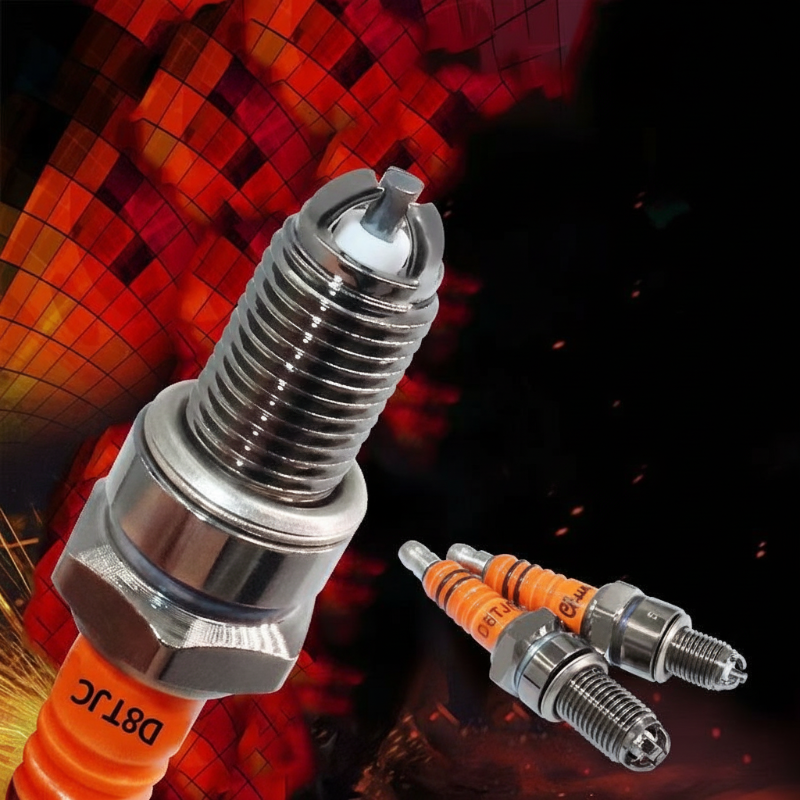 D8TC Motorcycle Spark Plug – 3-Electrode, Ceramic Nickel Alloy & High Performance
