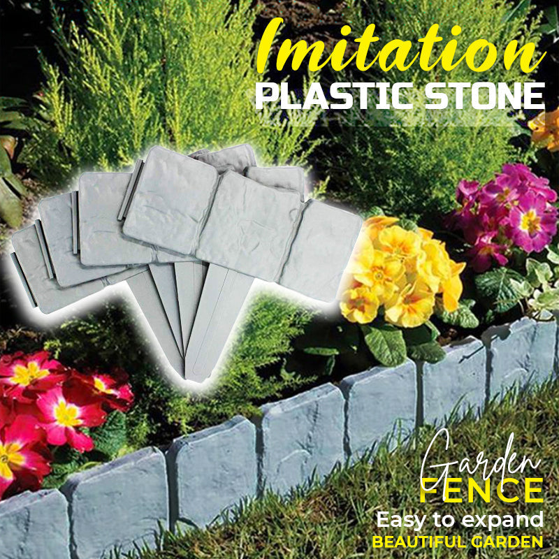 Faux Stone Garden Border Fence – Lightweight Plastic, 25×25×10cm & 10/20/40 Sets