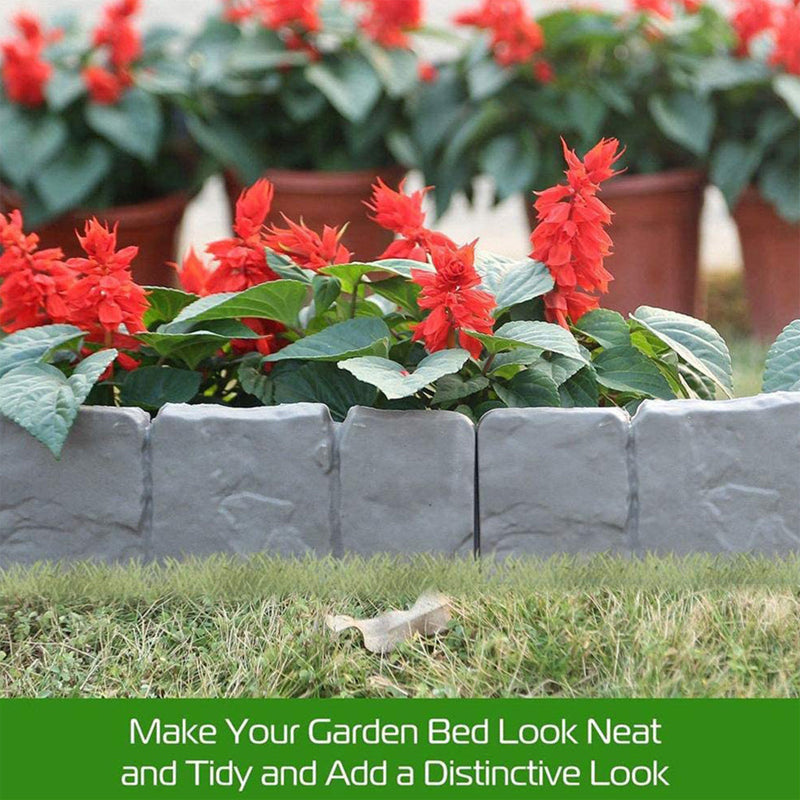Faux Stone Garden Border Fence – Lightweight Plastic, 25×25×10cm & 10/20/40 Sets
