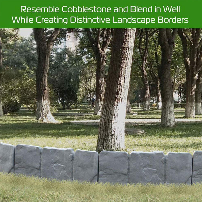 Faux Stone Garden Border Fence – Lightweight Plastic, 25×25×10cm & 10/20/40 Sets