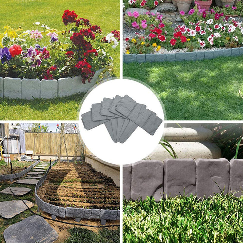 Faux Stone Garden Border Fence – Lightweight Plastic, 25×25×10cm & 10/20/40 Sets