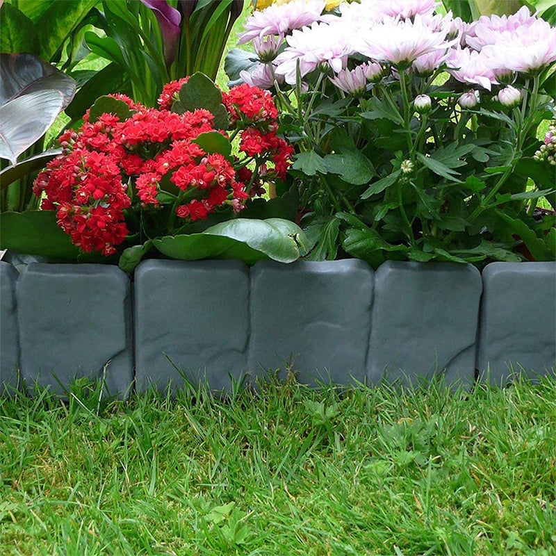 Faux Stone Garden Border Fence – Lightweight Plastic, 25×25×10cm & 10/20/40 Sets