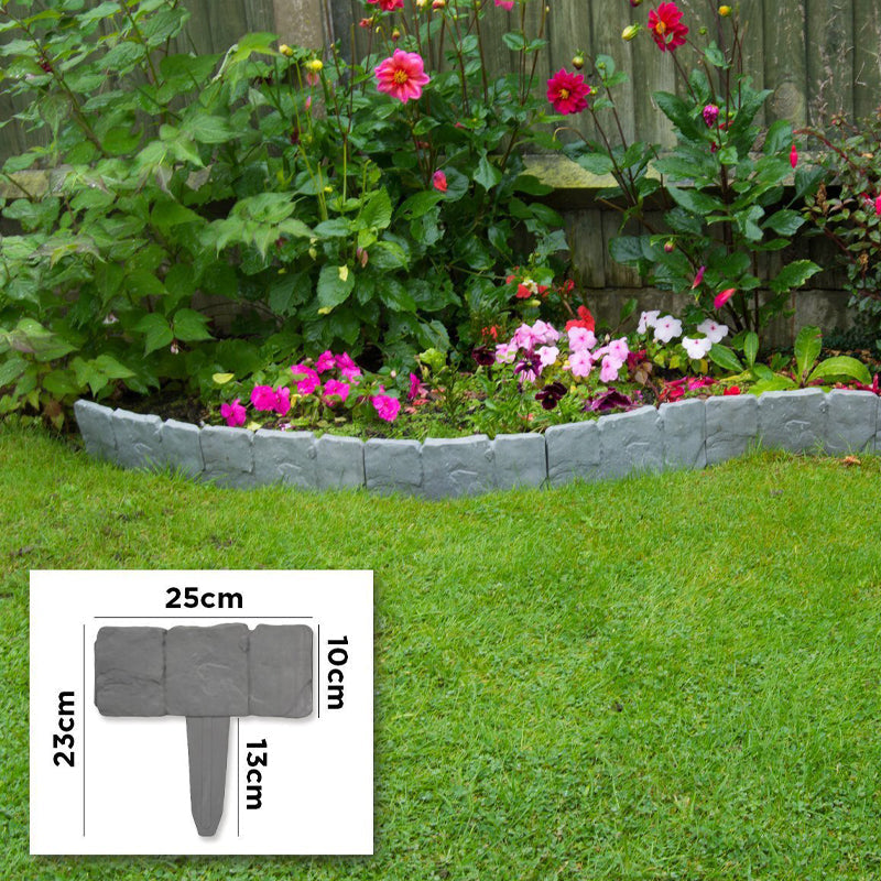 Faux Stone Garden Border Fence – Lightweight Plastic, 25×25×10cm & 10/20/40 Sets