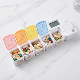 Digital Pill Box with Timer – 4 Daily Alarms, Large LCD, Removable Compartments