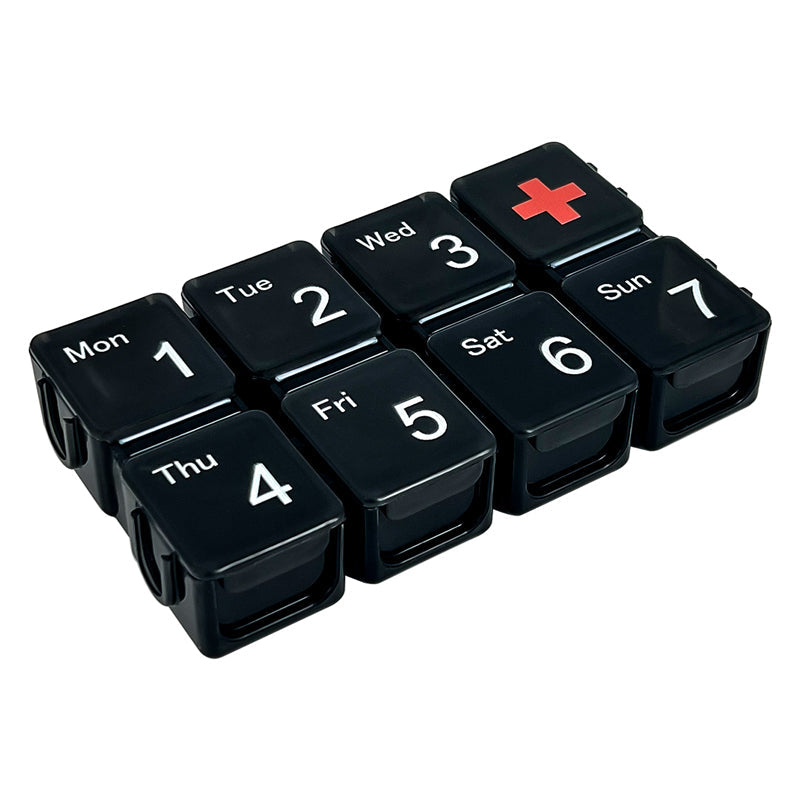 Digital Pill Box with Timer – 4 Daily Alarms, Large LCD, Removable Compartments