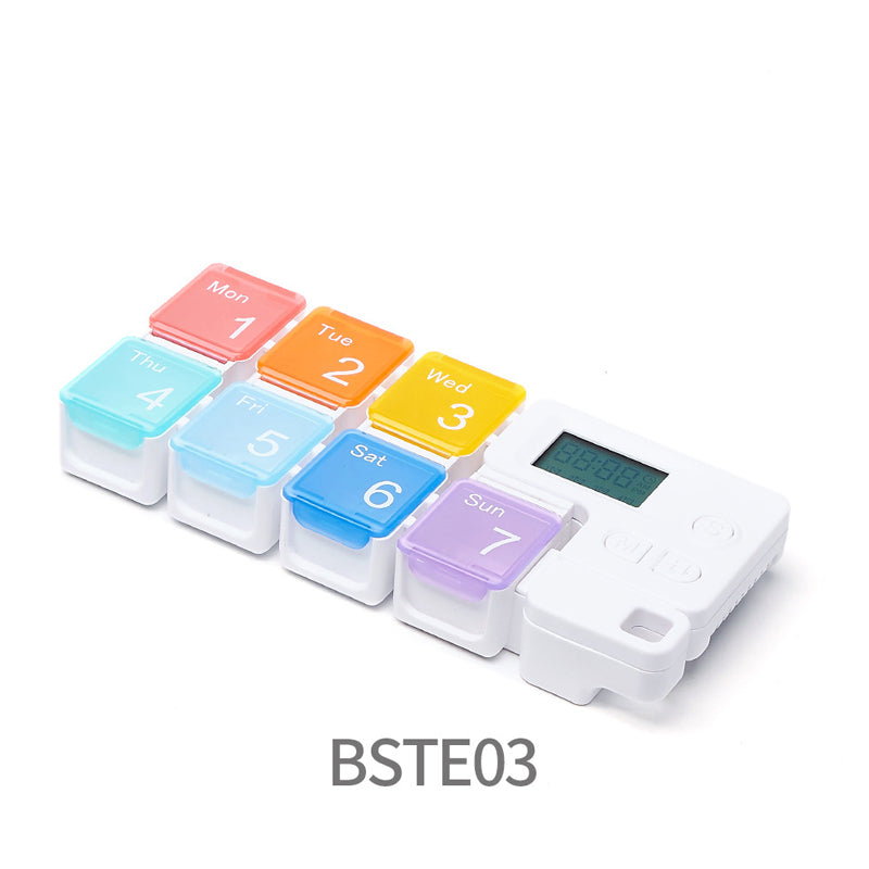 Digital Pill Box with Timer – 4 Daily Alarms, Large LCD, Removable Compartments