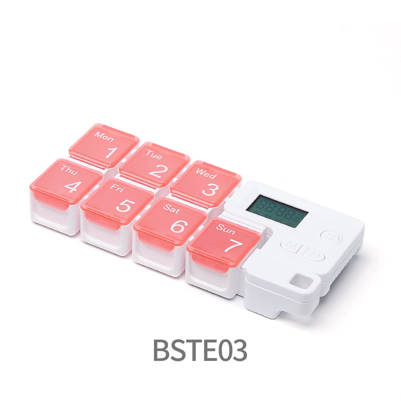 Digital Pill Box with Timer – 4 Daily Alarms, Large LCD, Removable Compartments