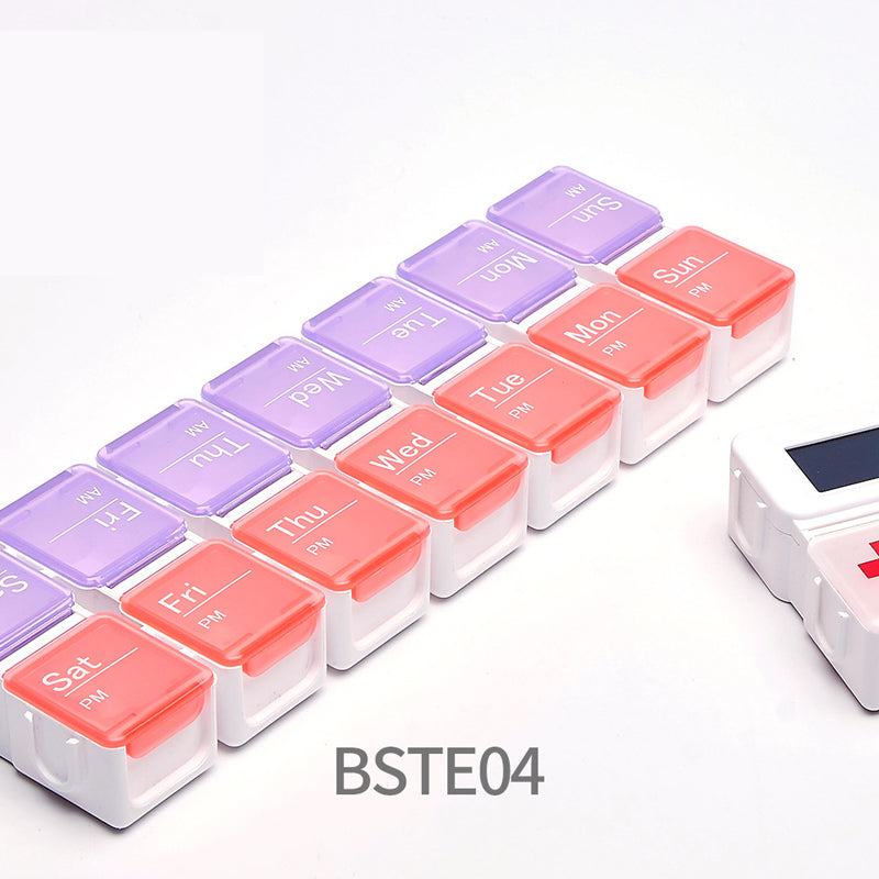 Digital Pill Box with Timer – 4 Daily Alarms, Large LCD, Removable Compartments