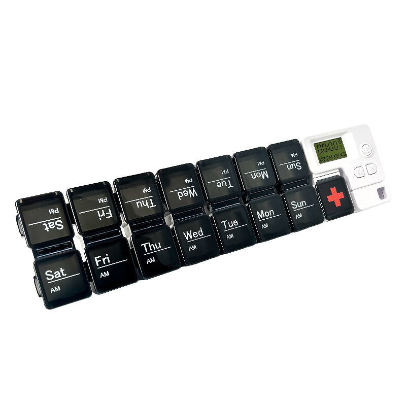 Digital Pill Box with Timer – 4 Daily Alarms, Large LCD, Removable Compartments
