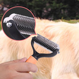 Double-Sided Pet Deshedding Brush – Undercoat Removal, Rounded Pins & 17×10cm