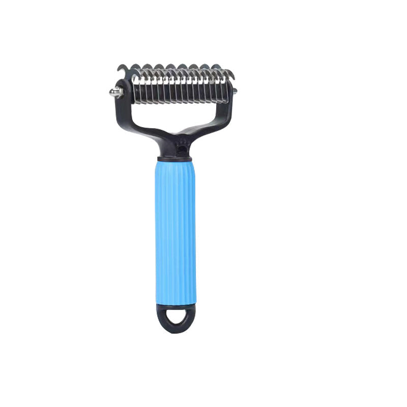 Pet Deshedding Grooming Brush – Safety Blades, Anti-Mat & Ergonomic Grip