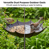 Hanging Umbrella Birdbath – Rust-Proof Iron, 28×23.5cm & Antique Brown Finish