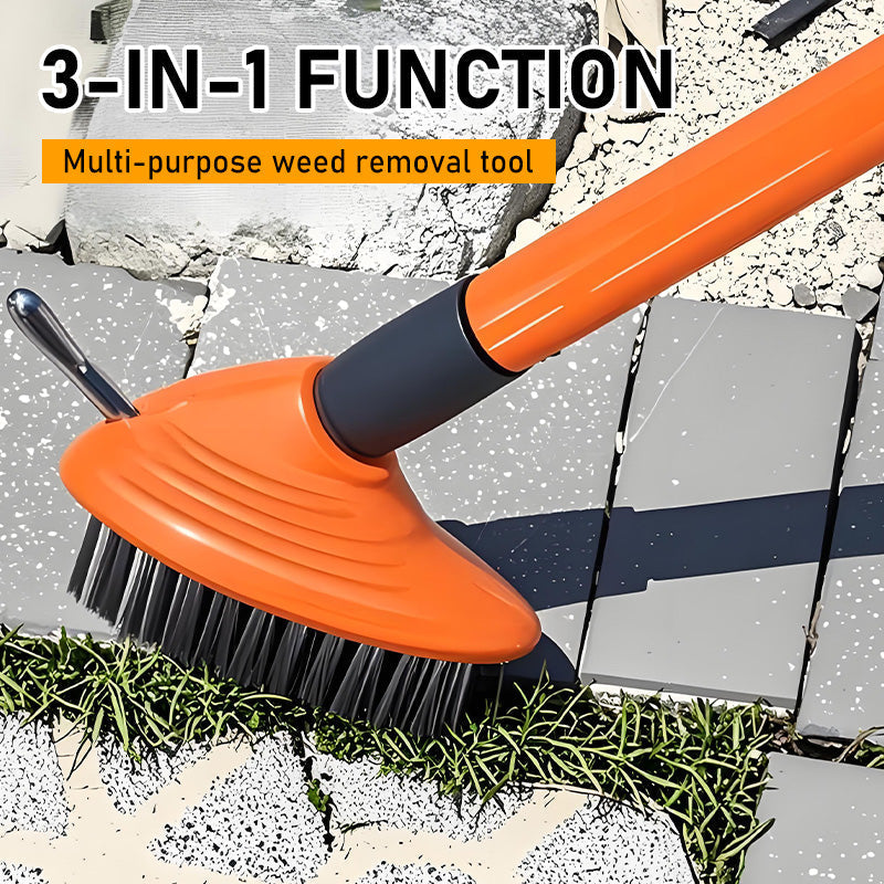 3-in-1 Weed Brush Set – Steel Bristles, 117cm Adjustable Handle & Two Brush Heads